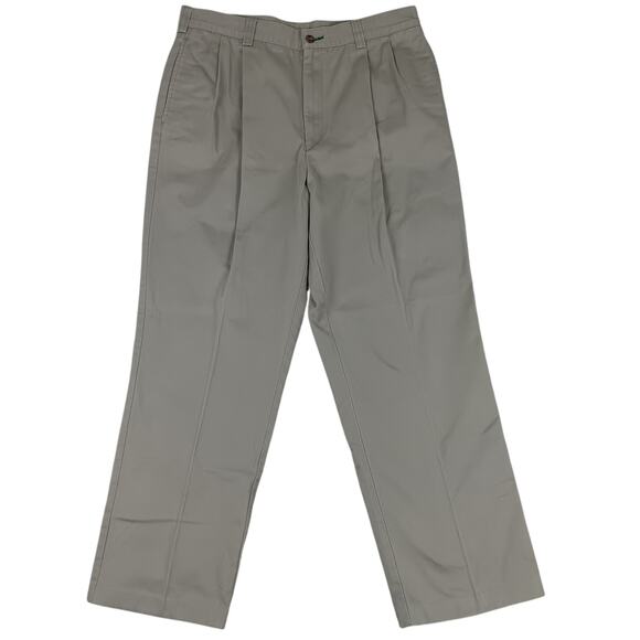 Tommy Hilfiger Vintage Chino Pants 34X31 Khaki Tan Pleated Logo Preppy - Picture 1 of 12